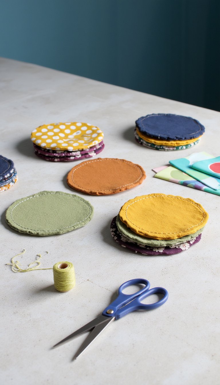 8. Quick-Sew Fabric Coasters