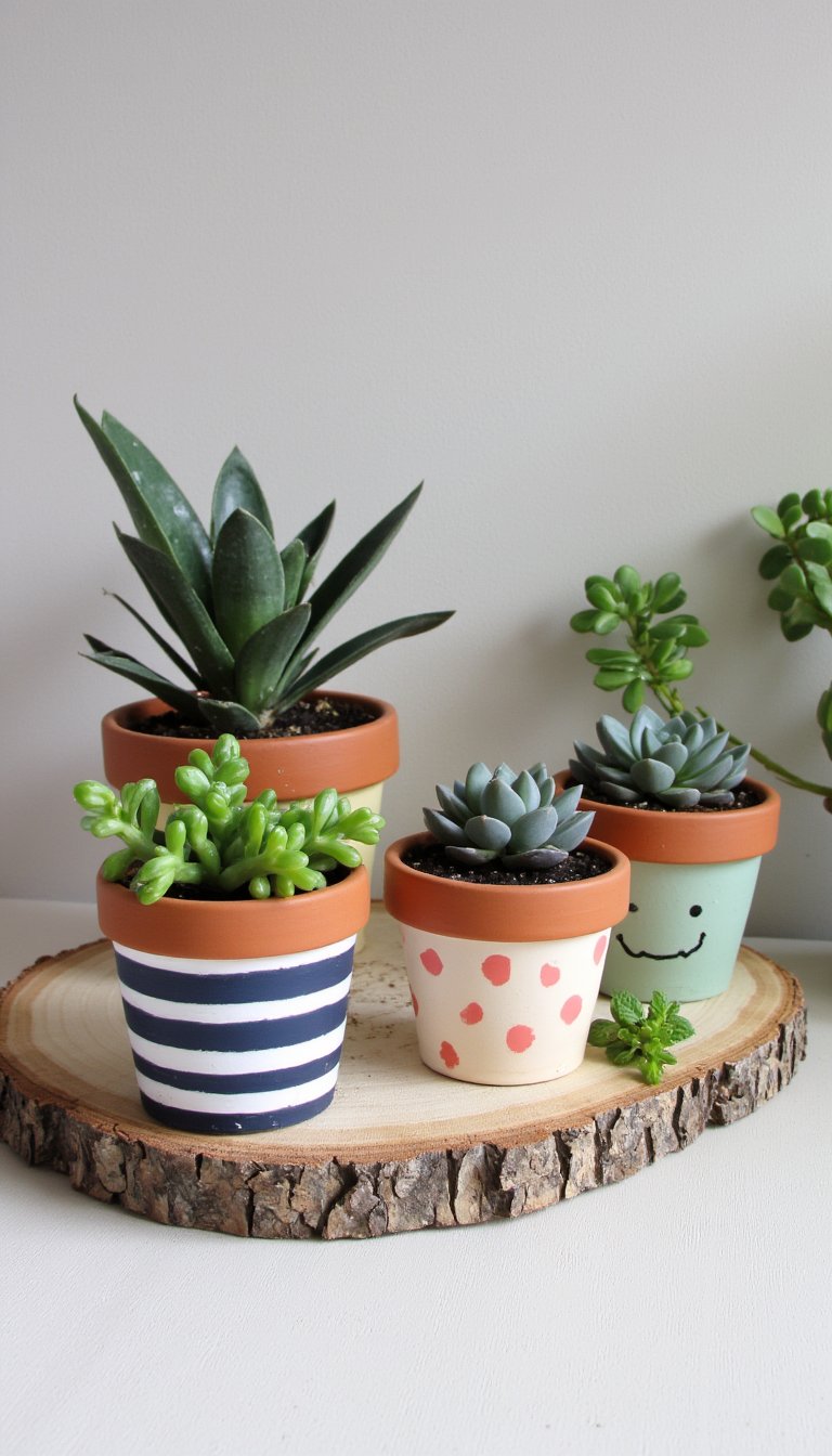 8. Painted Terracotta Pot Garden