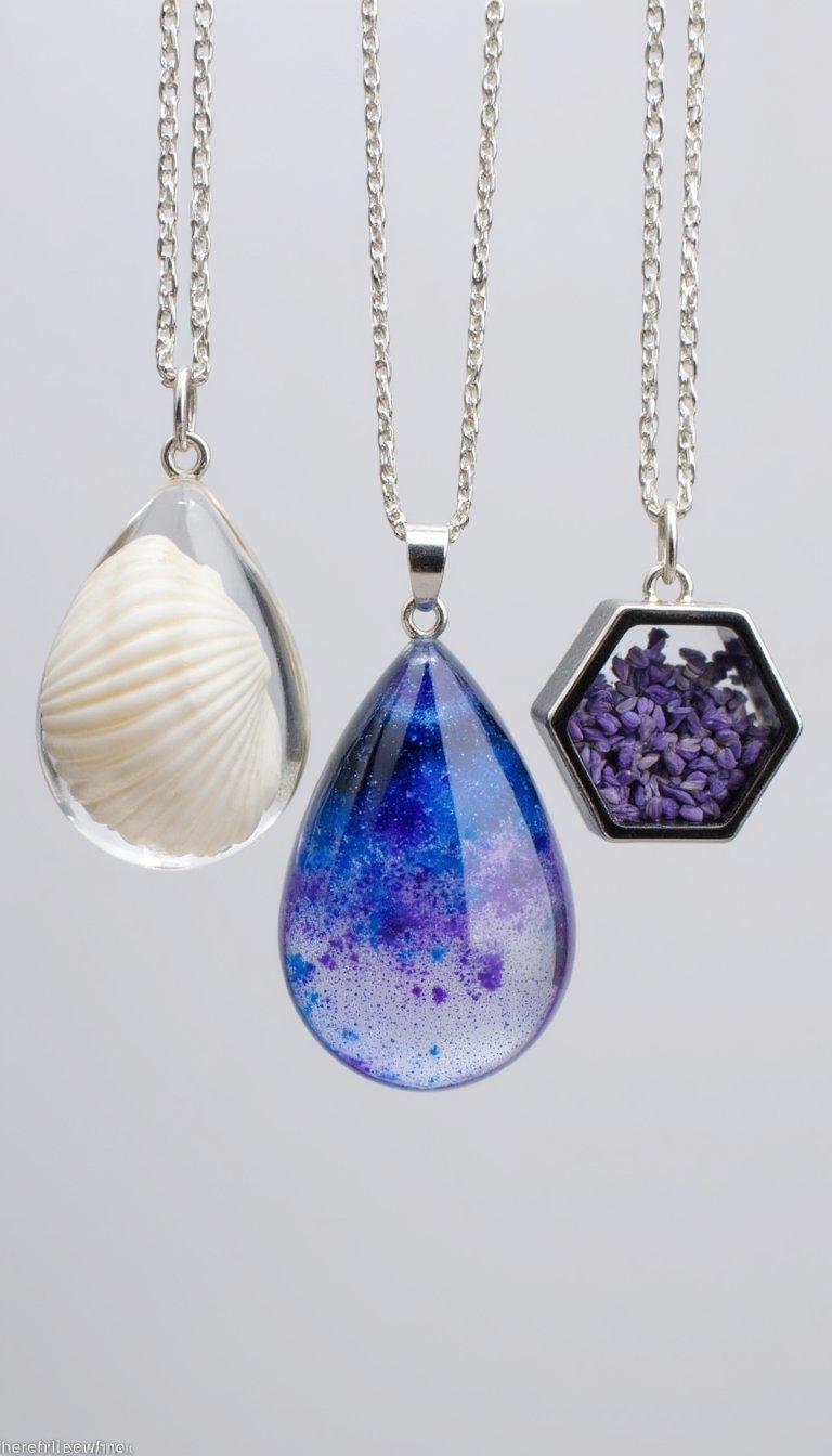 14. Simple Resin Pendants on a Chain