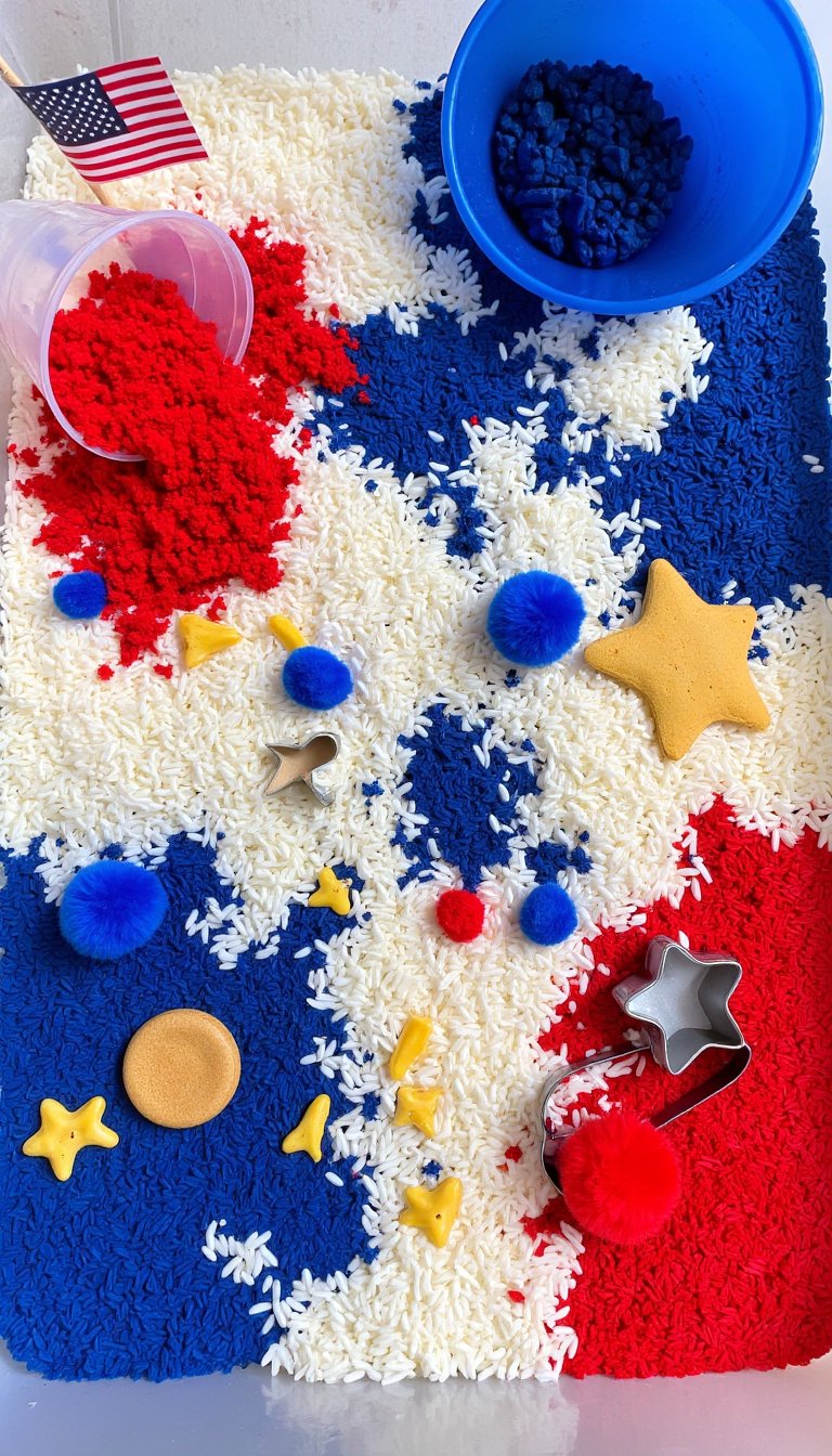 8. Red, White, and Blue Sensory Bin