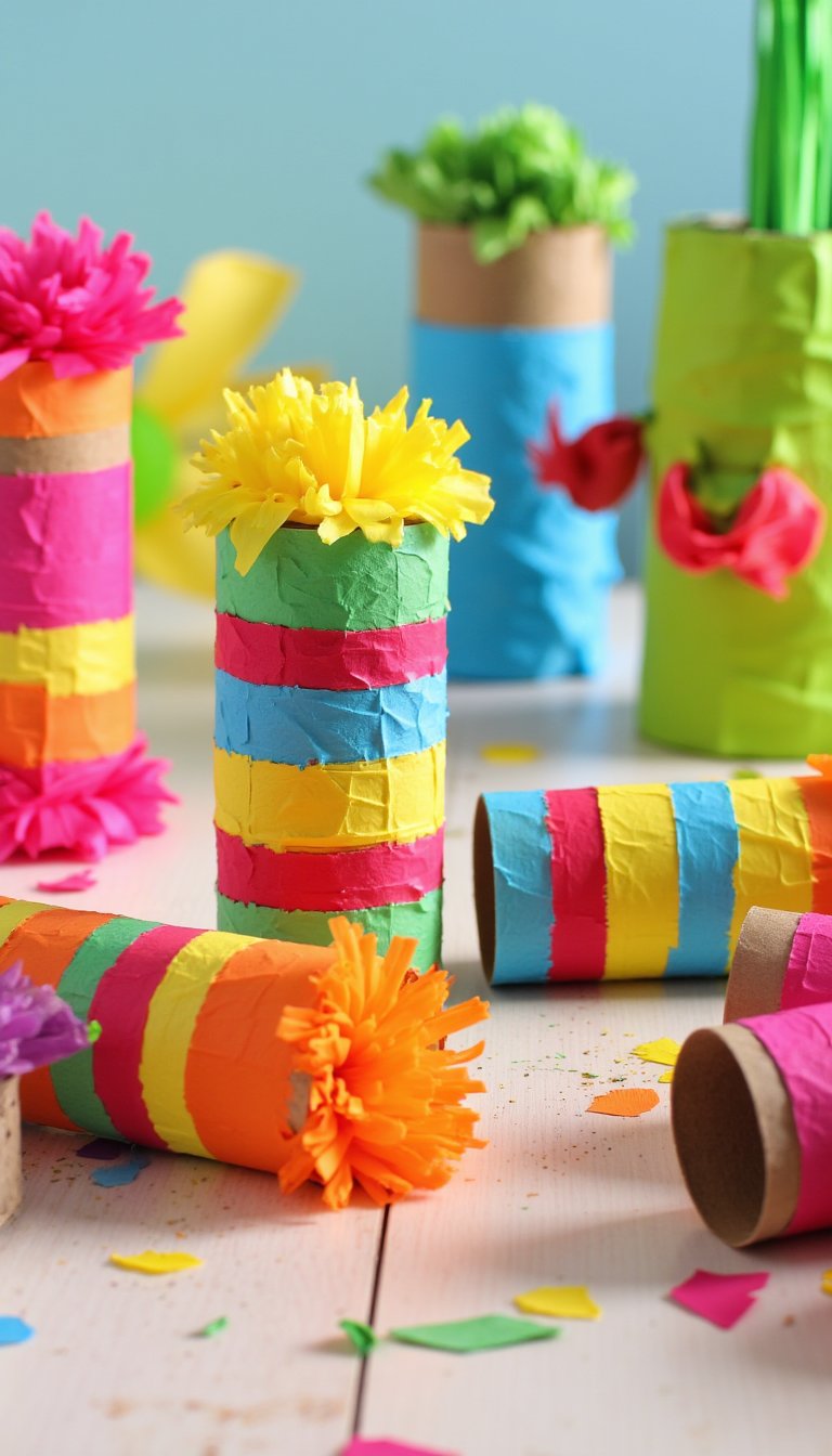 2. DIY Mini-Piñatas from Cardboard Tubes