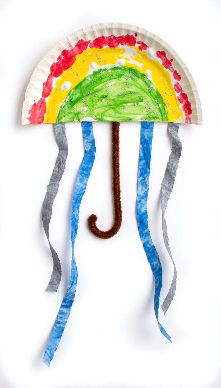 1. The "Drippy Umbrella" Paper Plate Masterpiece