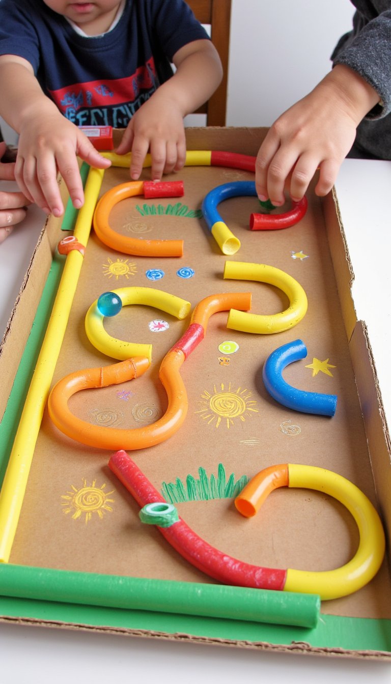13. DIY Cardboard Marble Maze