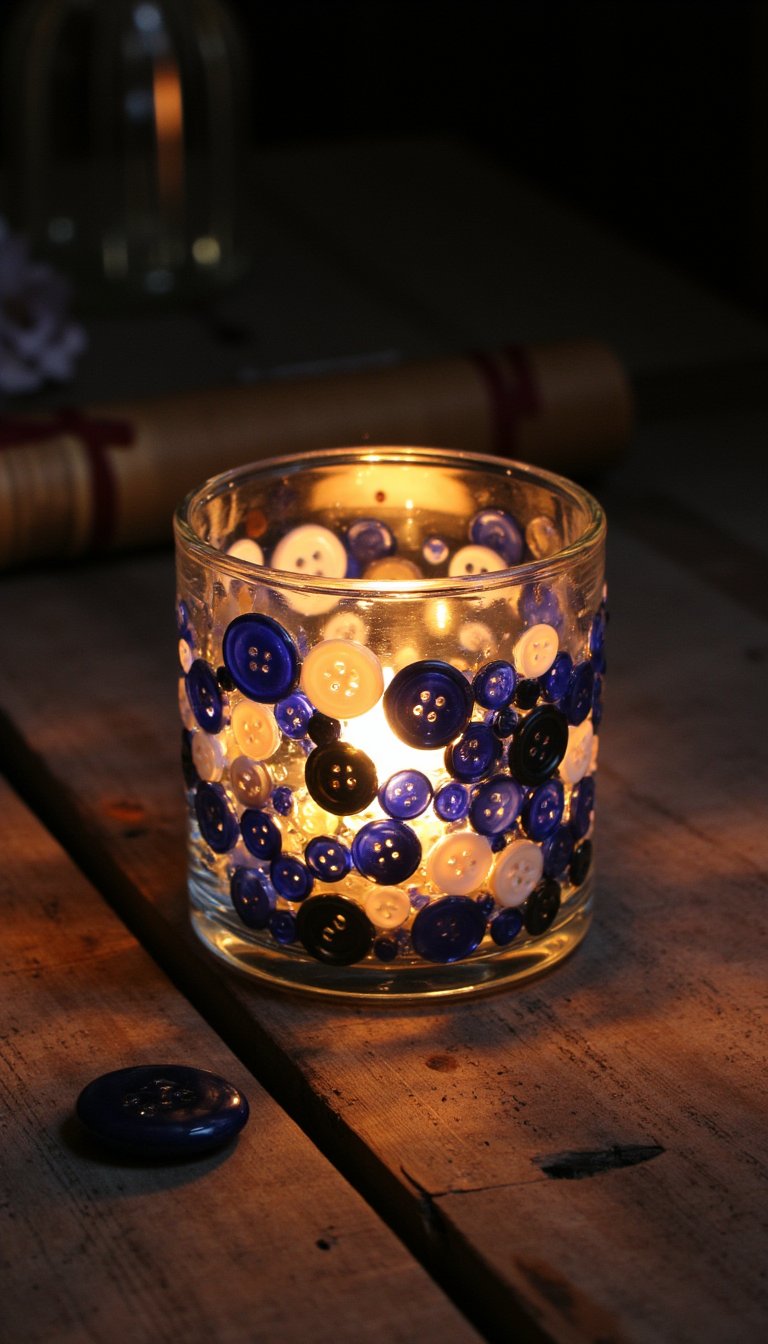 14. Elegant Button Candle Holder