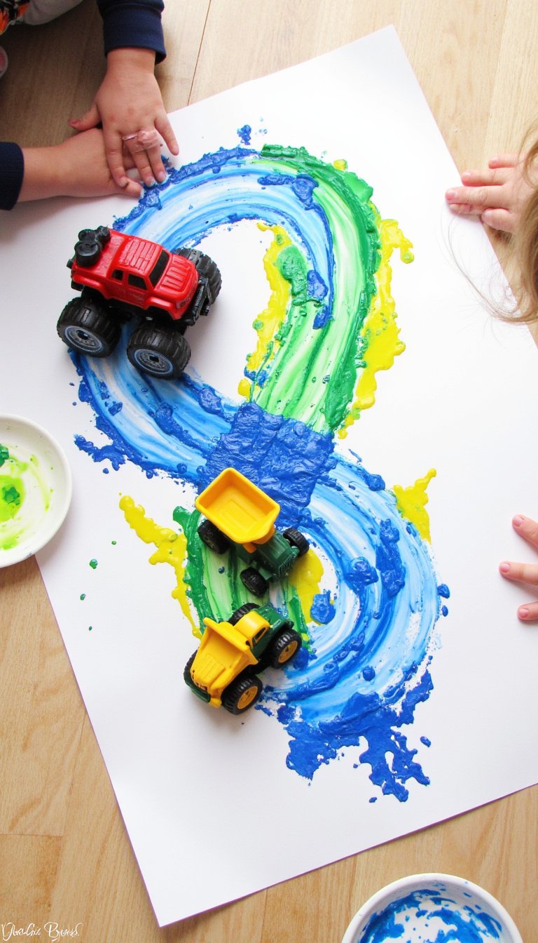 23. Monster Truck Tracks Painting