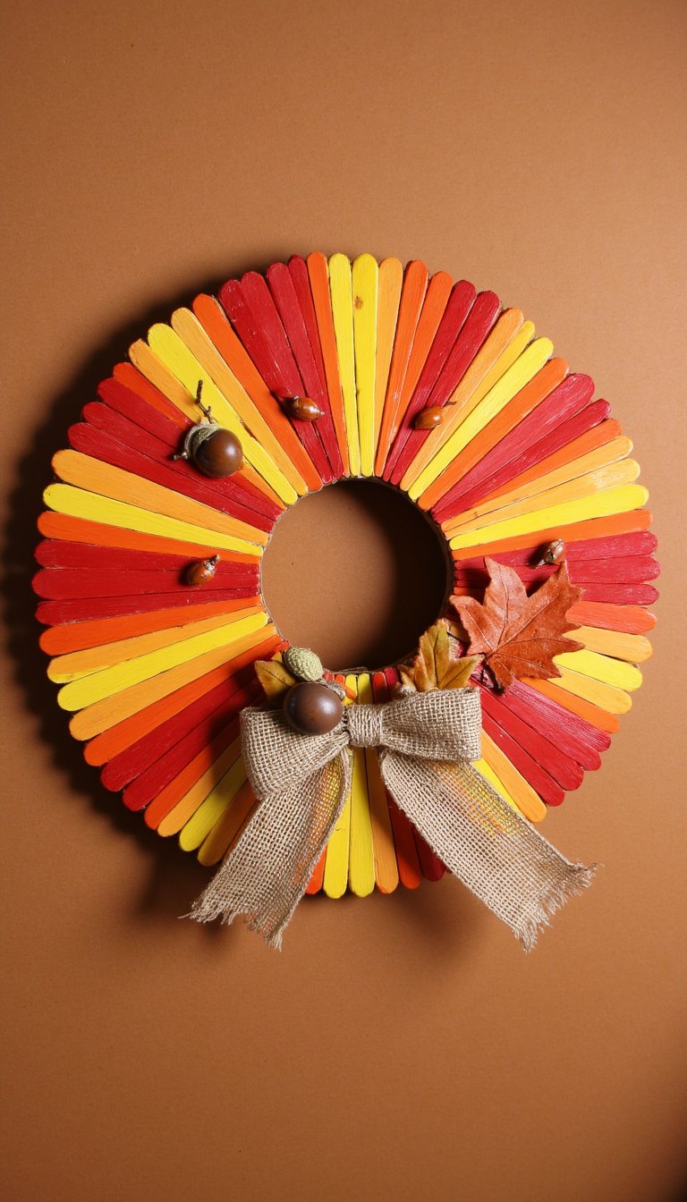 13. Seasonal Popsicle Stick Wreath