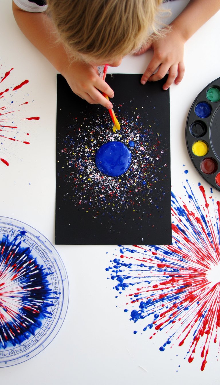6. Fireworks Straw Painting