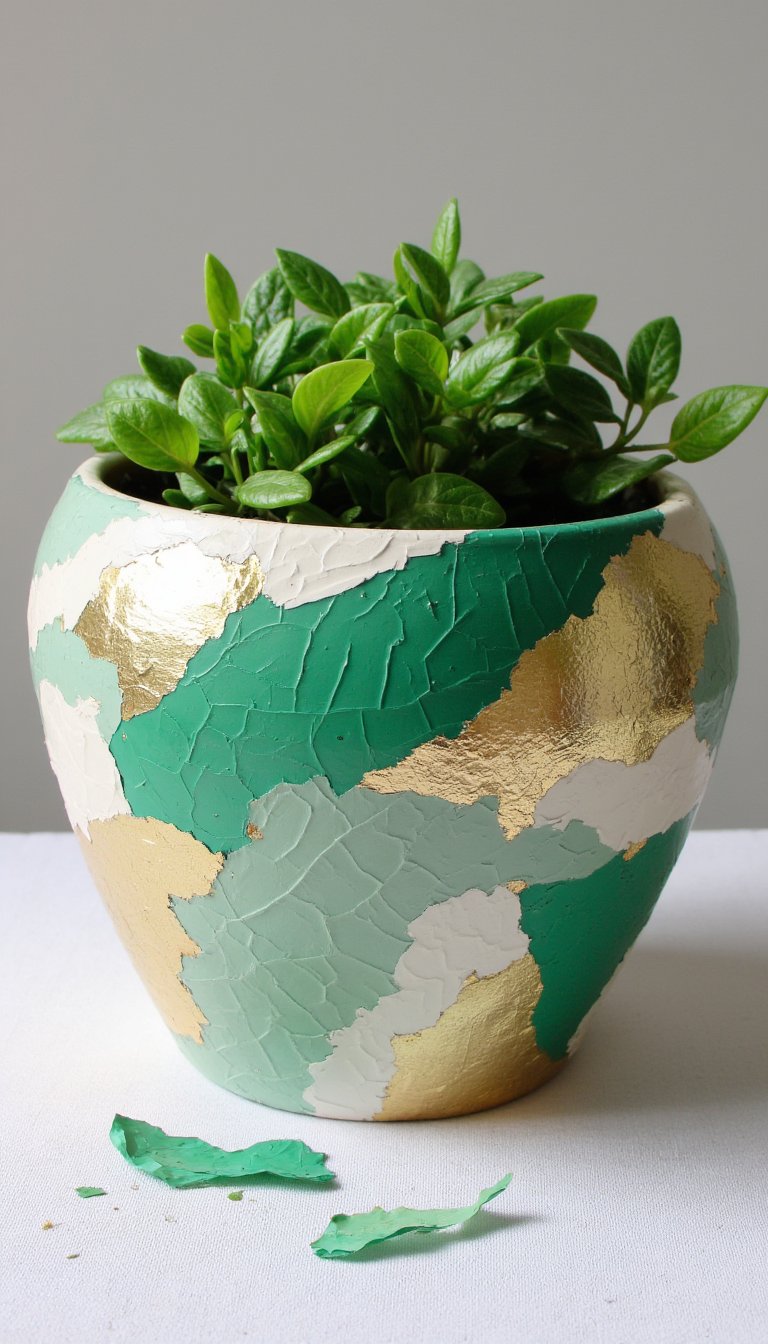 29. A Gorgeous Decoupage Planter Pot