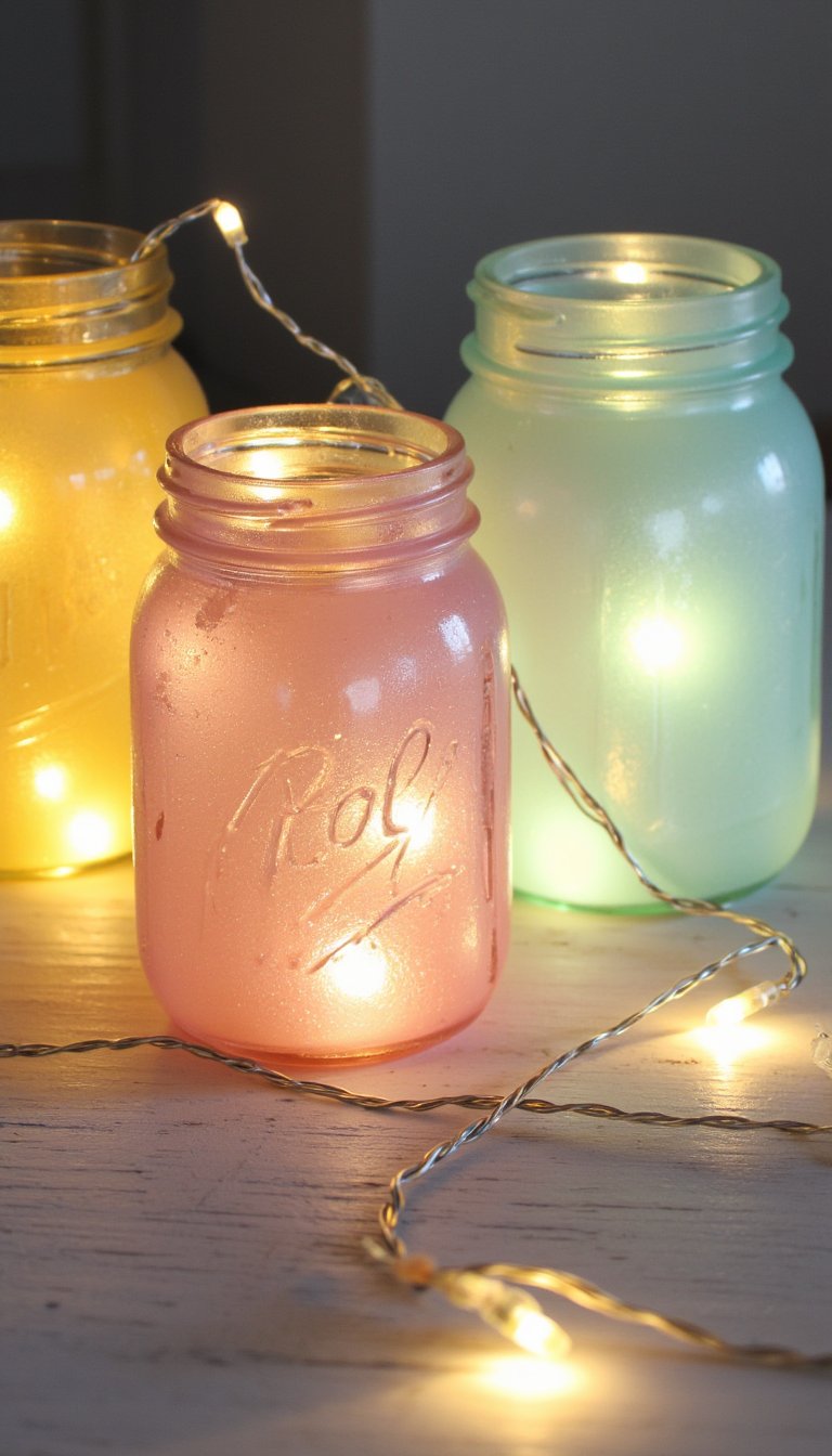 28. Painted Glass Jar Fairy Lights