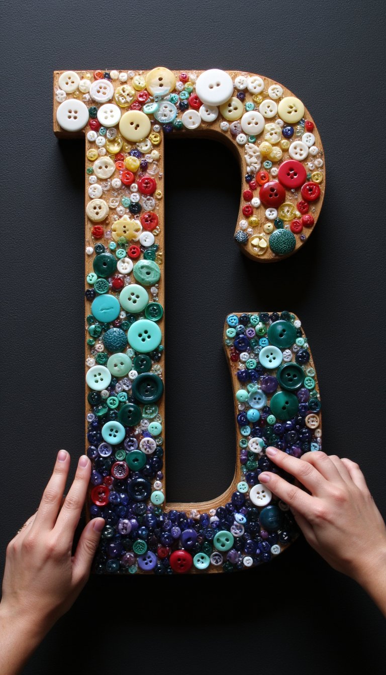 6. Personalized Button Initial Monogram