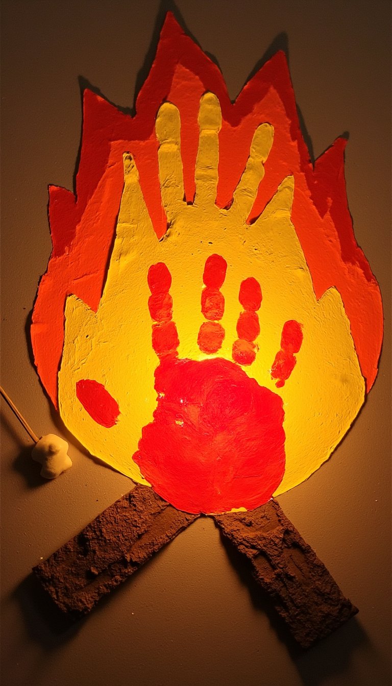 13. Glowing Campfire Handprints
