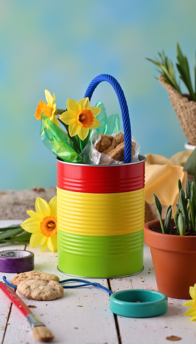 2. Upcycled Tin Can Basket