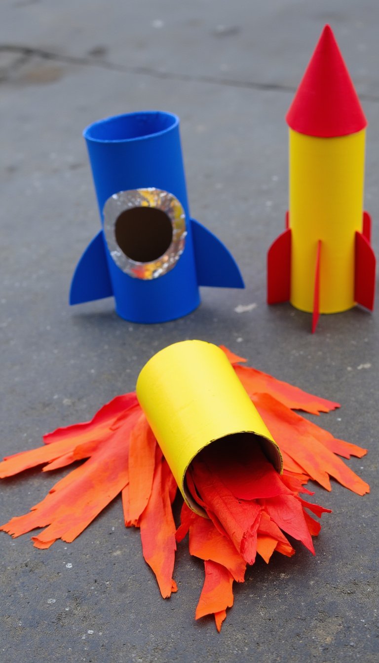 2. Cardboard Tube Rocket Ships