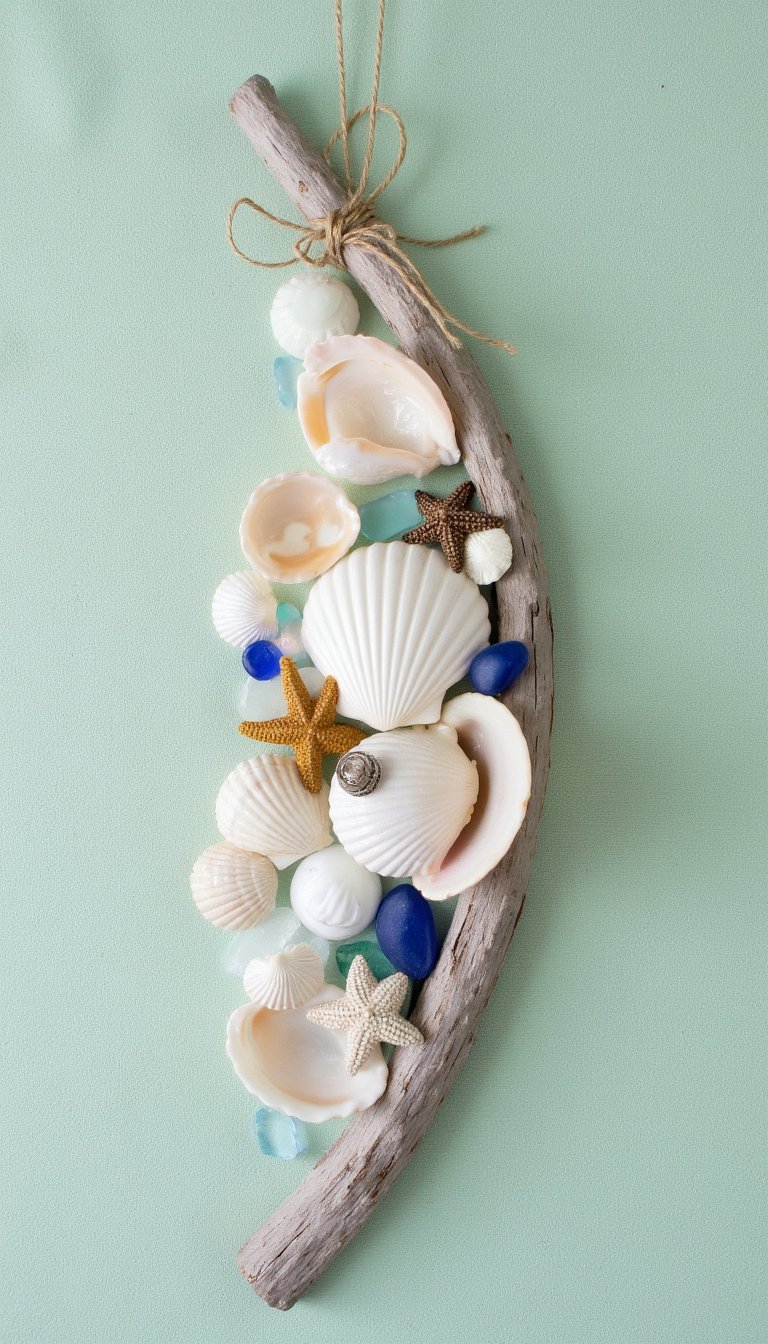 4. Driftwood and Shell Wall Hanging