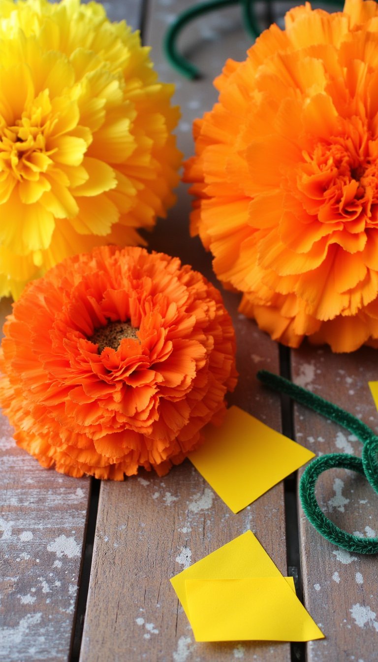 1. Tissue Paper Marigolds (Cempasúchil)