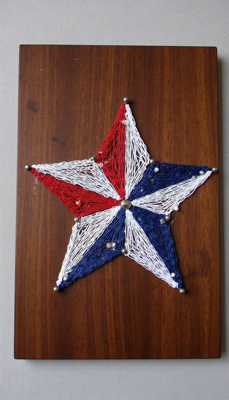 4. Modern Red, White, and Blue String Art