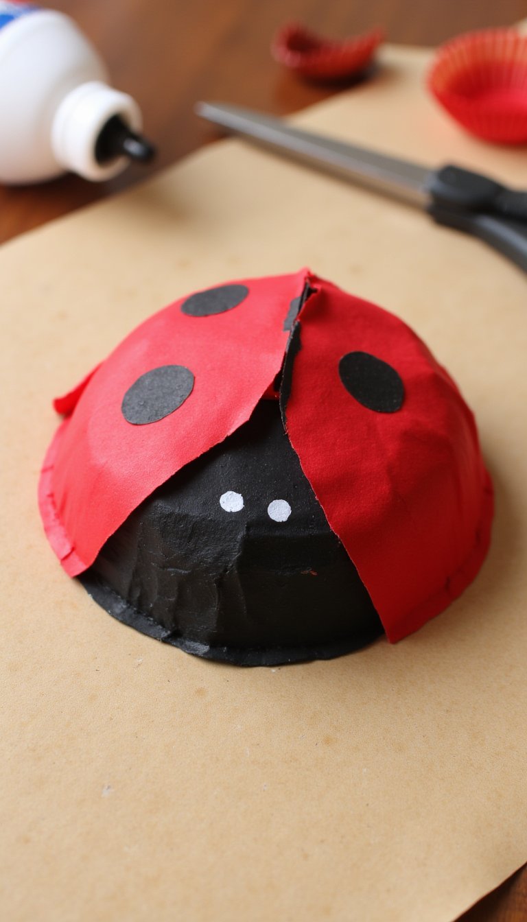 8. Simple Cupcake Liner Ladybug