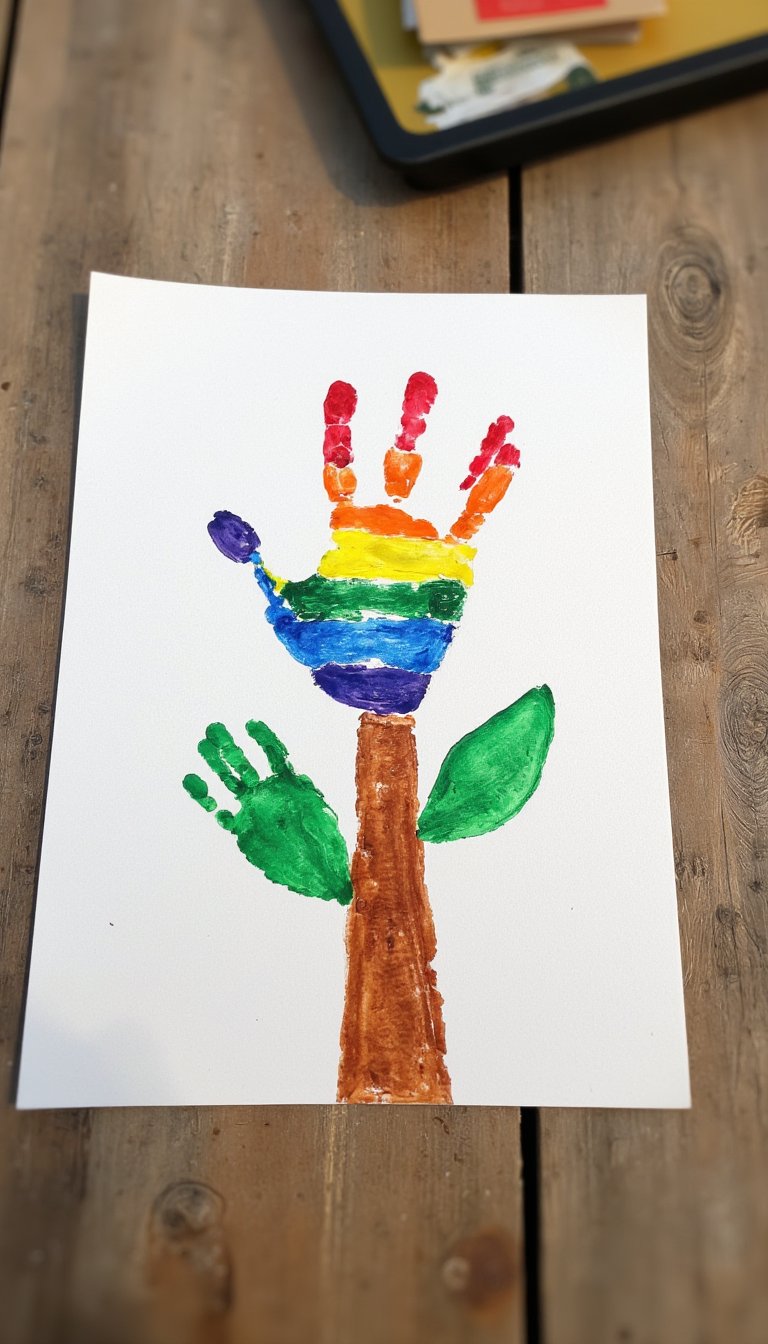 7. Handprint Rainbow Flowers