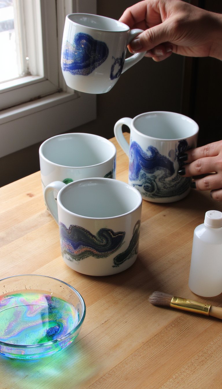 25. DIY Marbled Mugs
