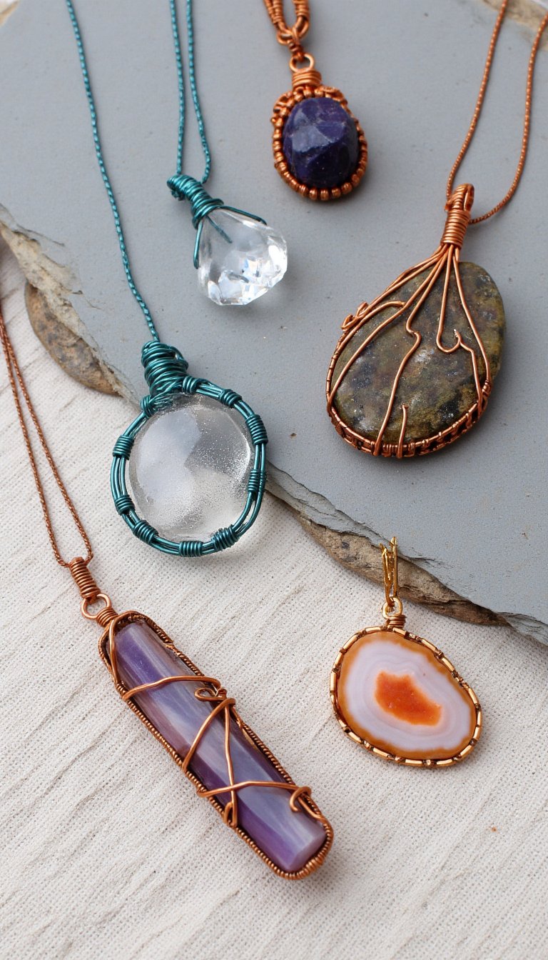 12. Wire-Wrapped Crystal Pendants