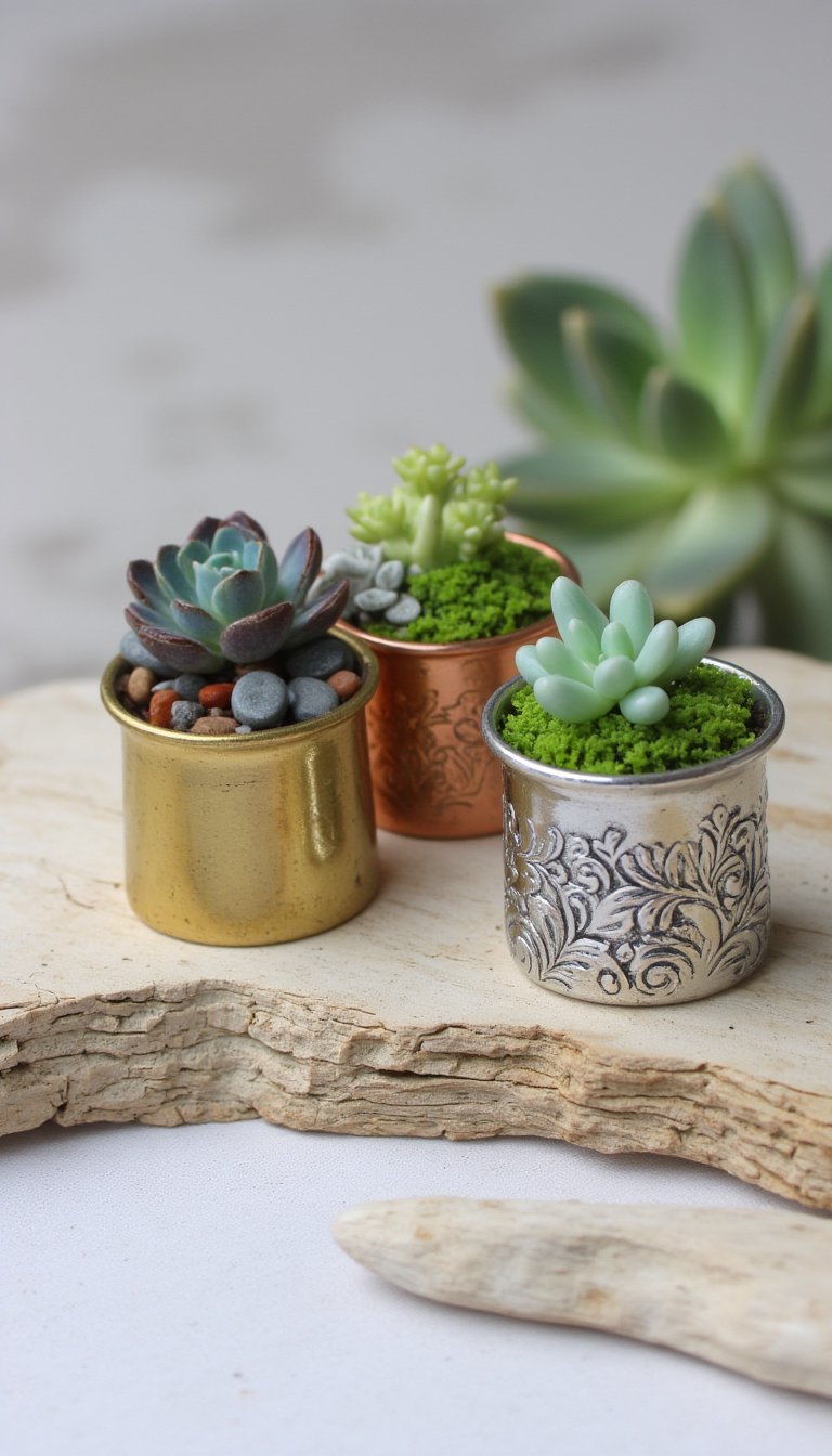 6. Mini Succulent Gardens in Thimbles