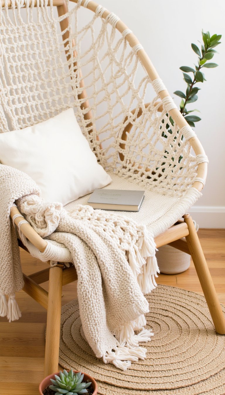 6. Woven Papasan Chair Macramé Sling