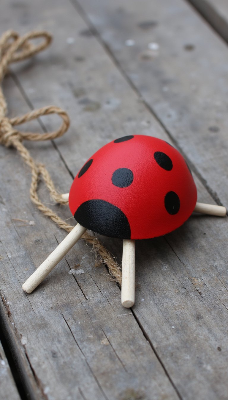 23. Rustic Ladybug Stick Craft