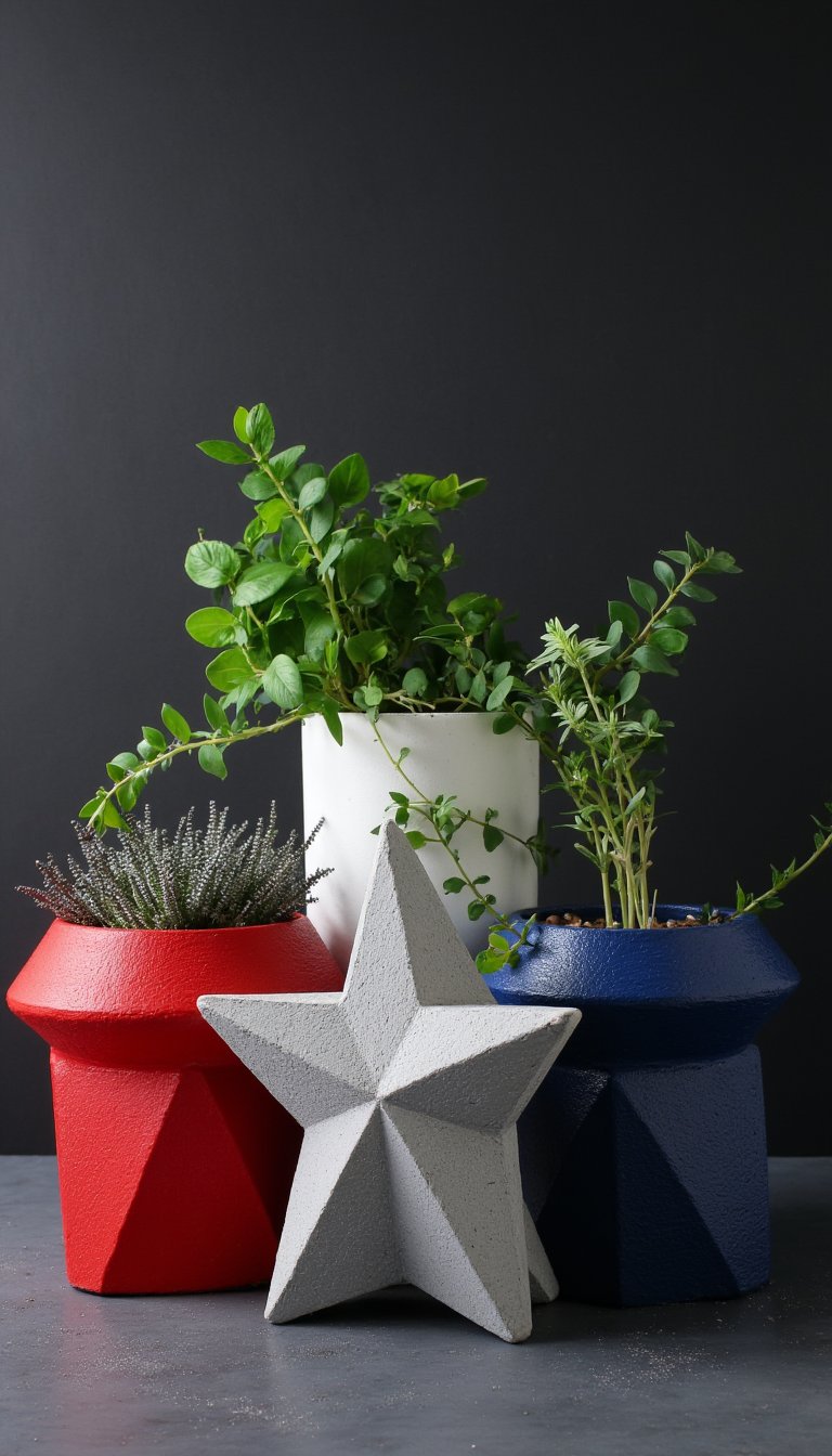11. Festive Concrete Planter Trio