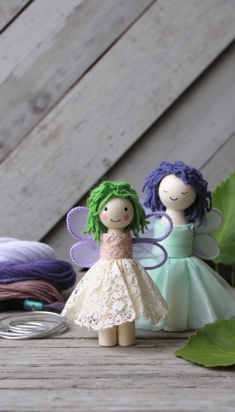 7. Clothespin and Fabric Fairy Dolls
