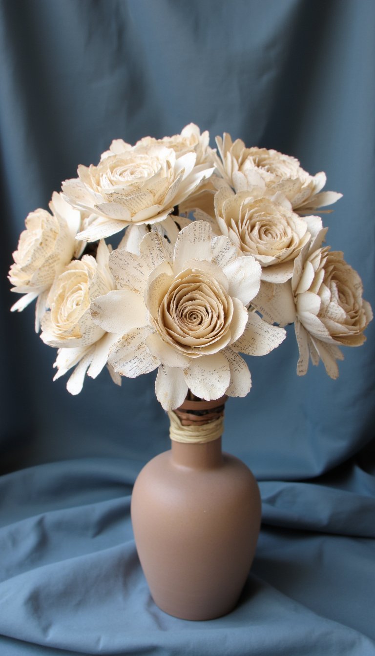 9. Upcycled Book Page Paper Flowers