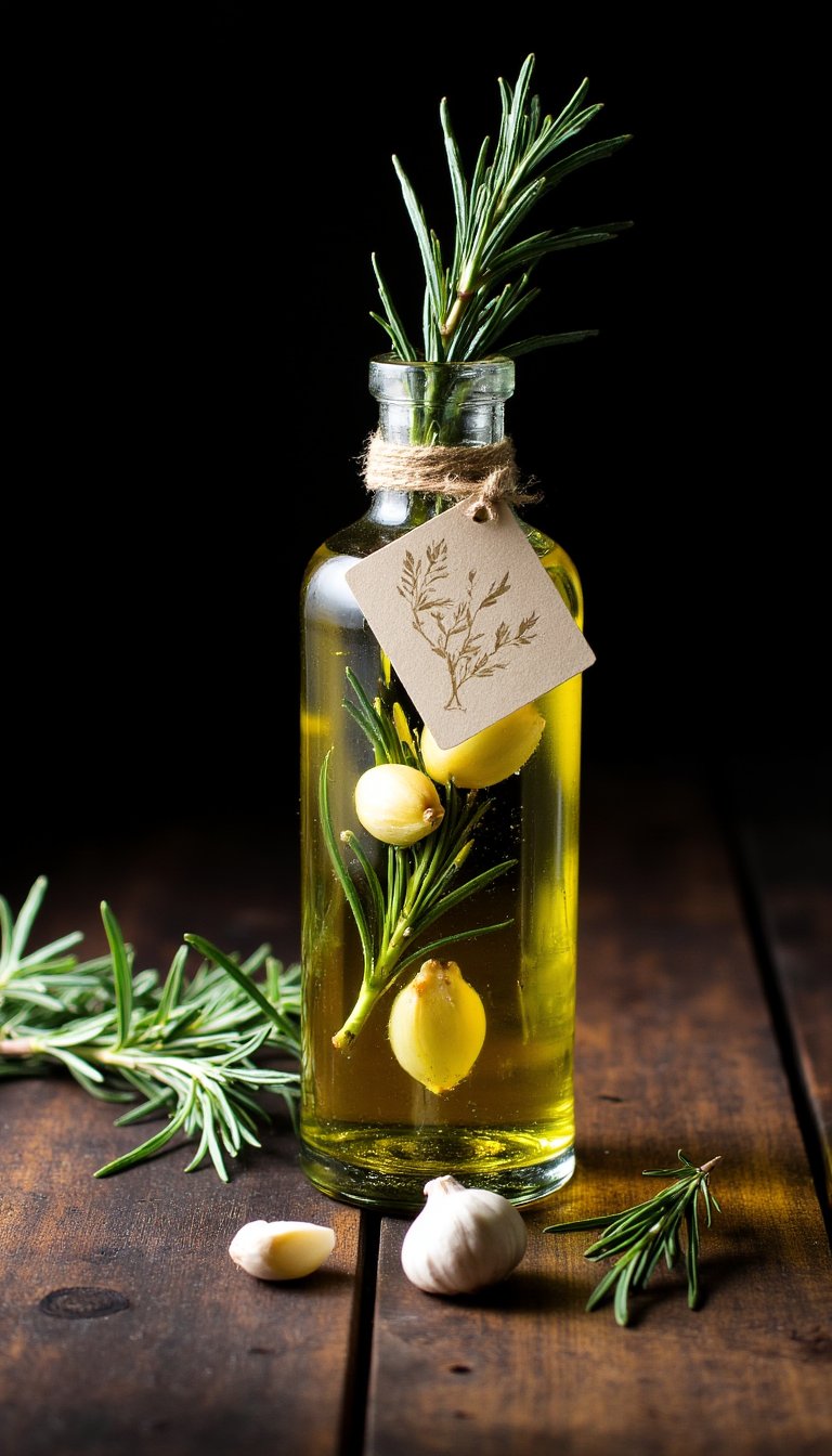 11. Herb-Infused Olive Oil with a Hand-Designed Label