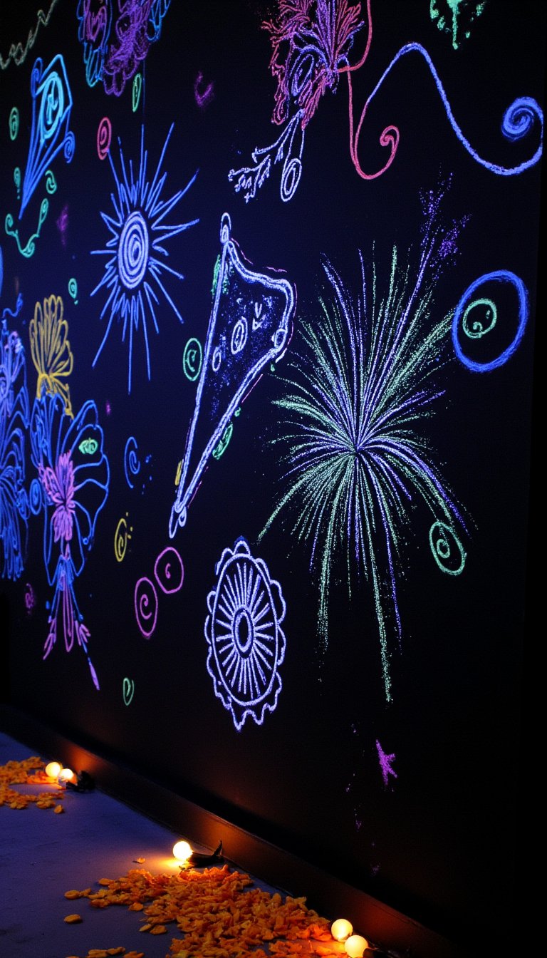 6. Glow-in-the-Dark Chalkboard Wall