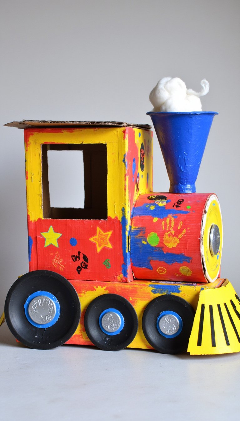 2. Cardboard Box Train Engine