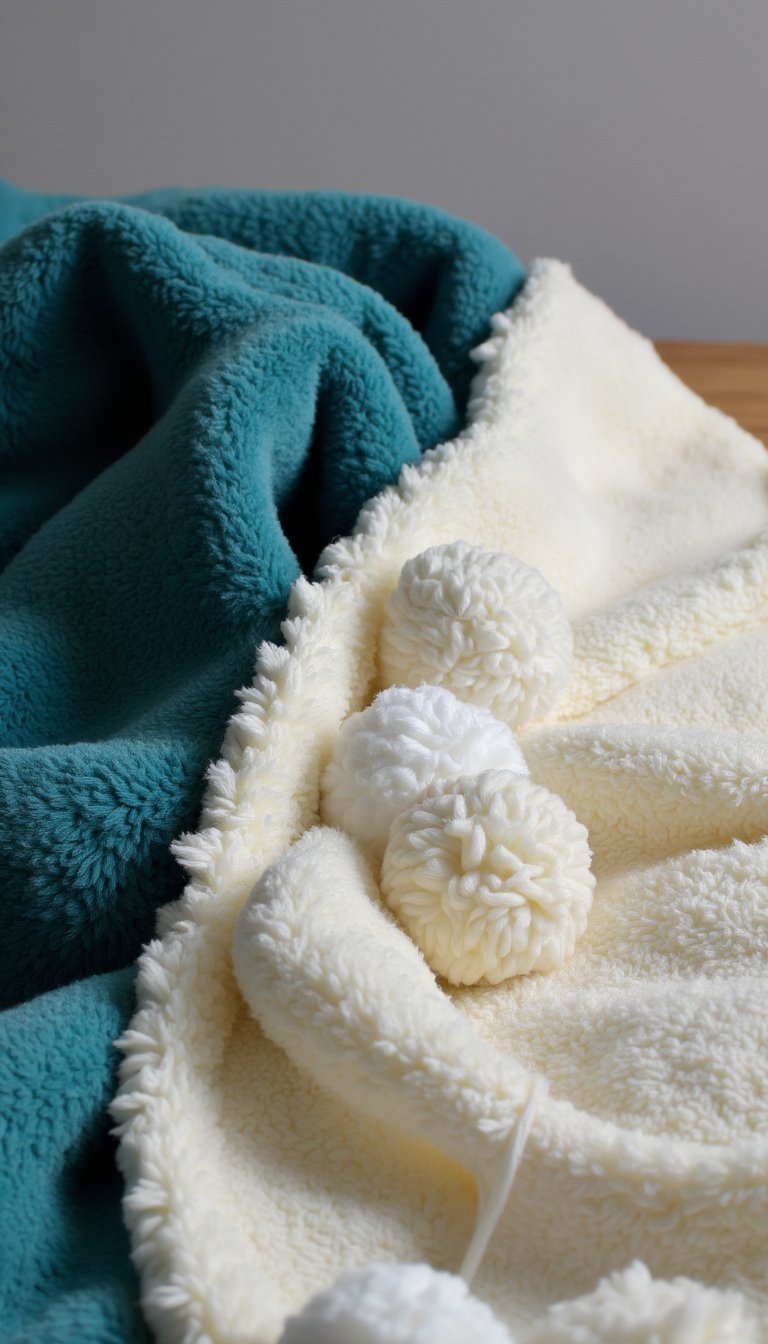 10. No-Sew Fleece Pom-Pom Blanket