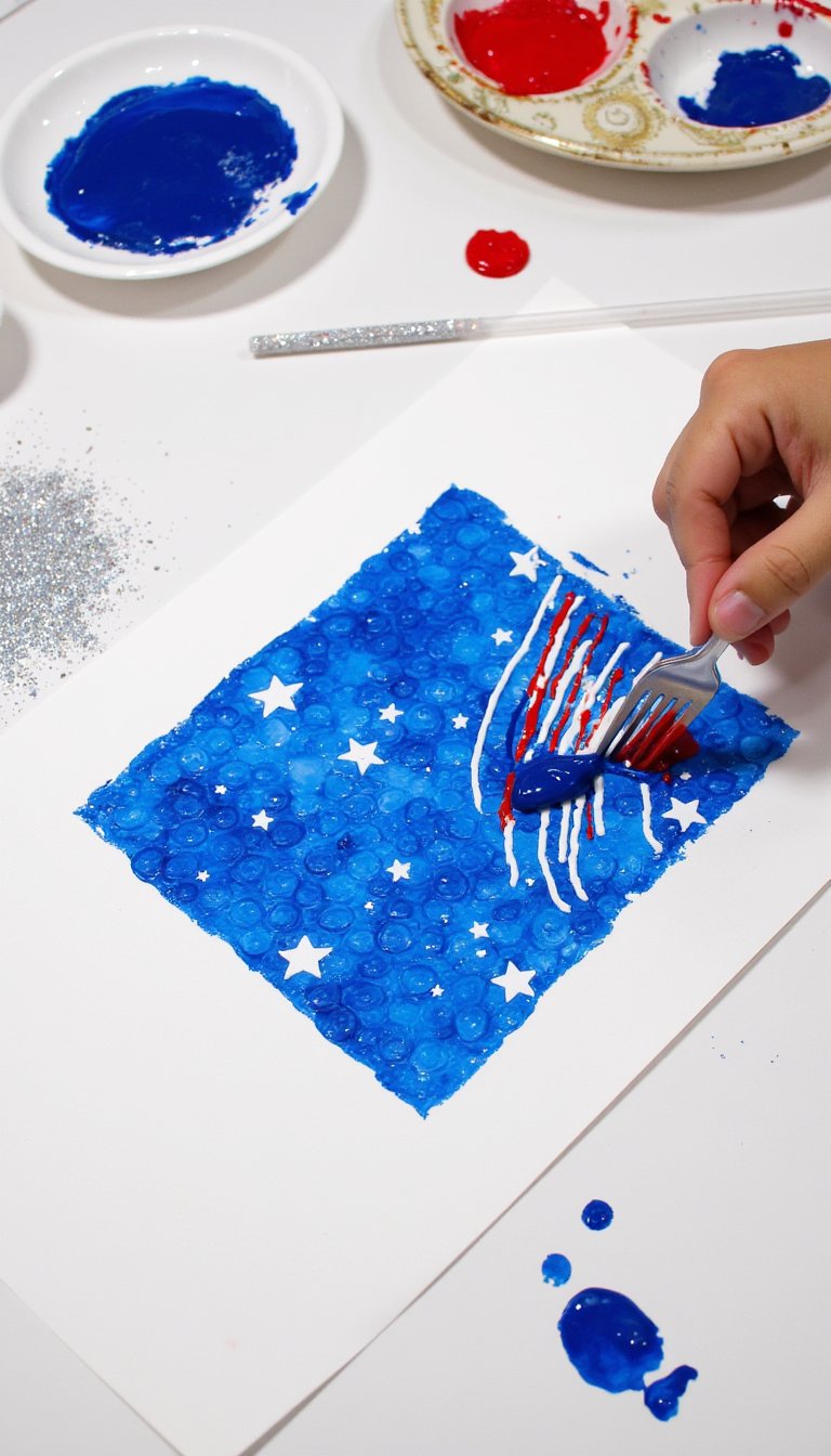 11. Patriotic Bubble Wrap Printing