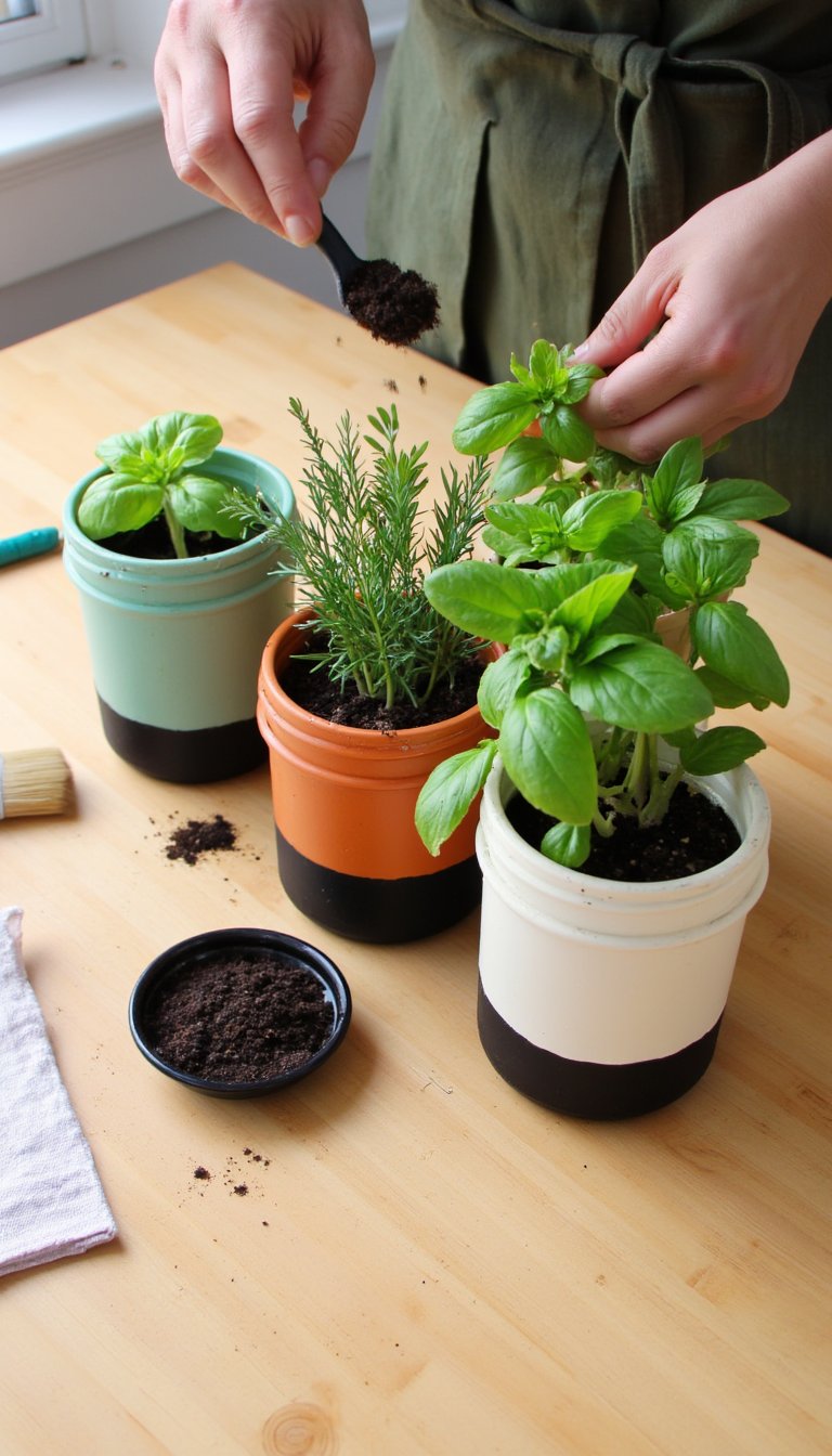 12. Mason Jar Herb Garden
