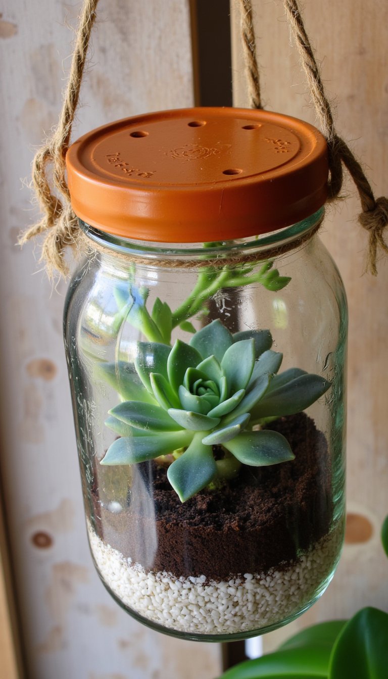 8. Jar to Hanging Planter