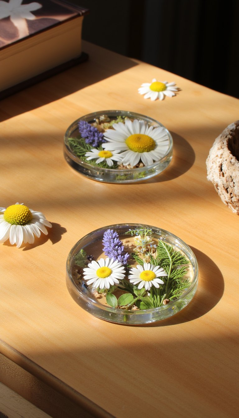 3. Pressed Flower Resin Coasters