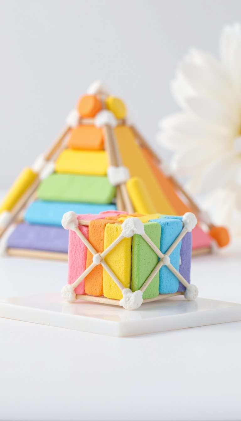 21. Rainbow Marshmallow & Toothpick Structures