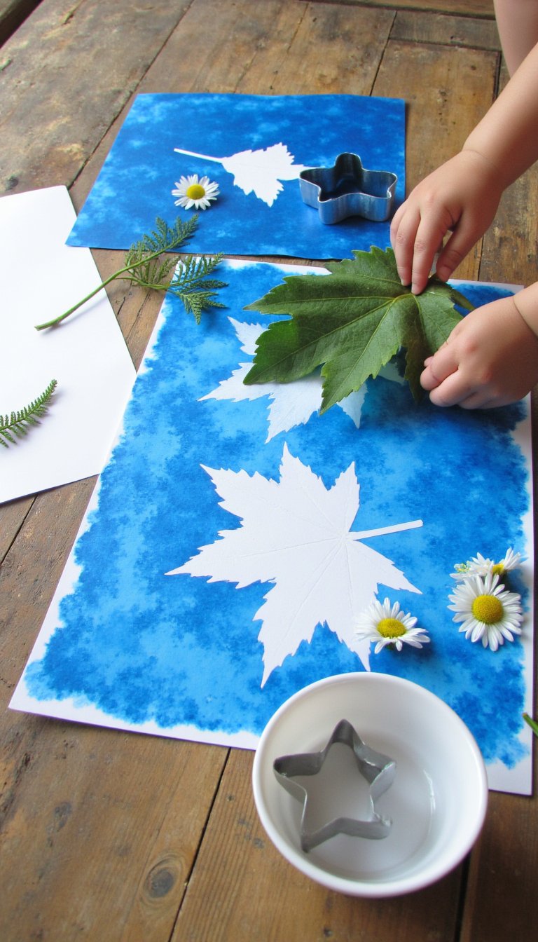 14. Sun-Print Art with Nature's Help