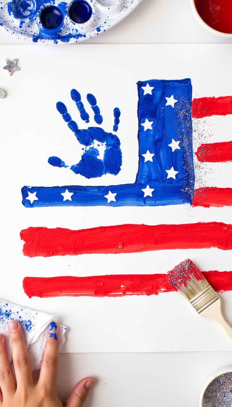 5. Handprint American Flag Art