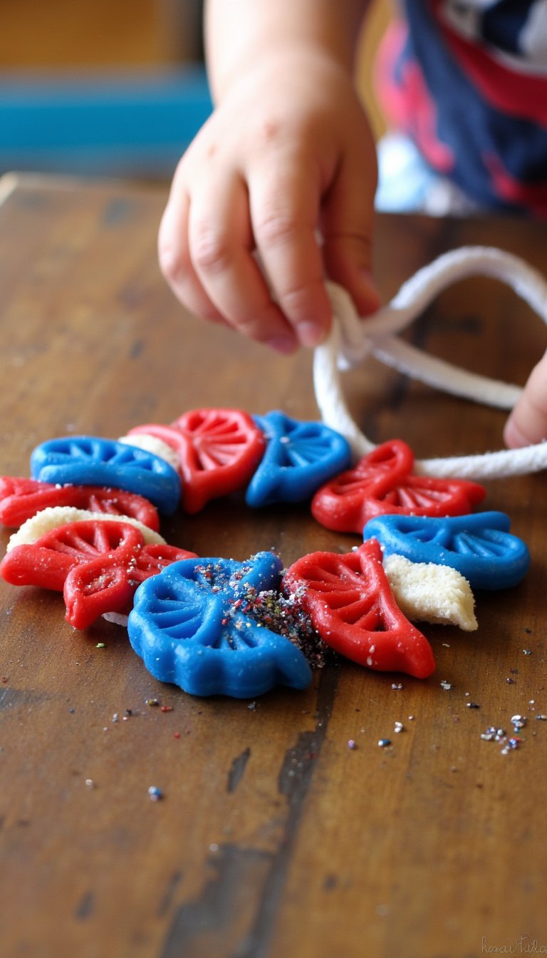 14. Painted Patriotic Pasta Necklace