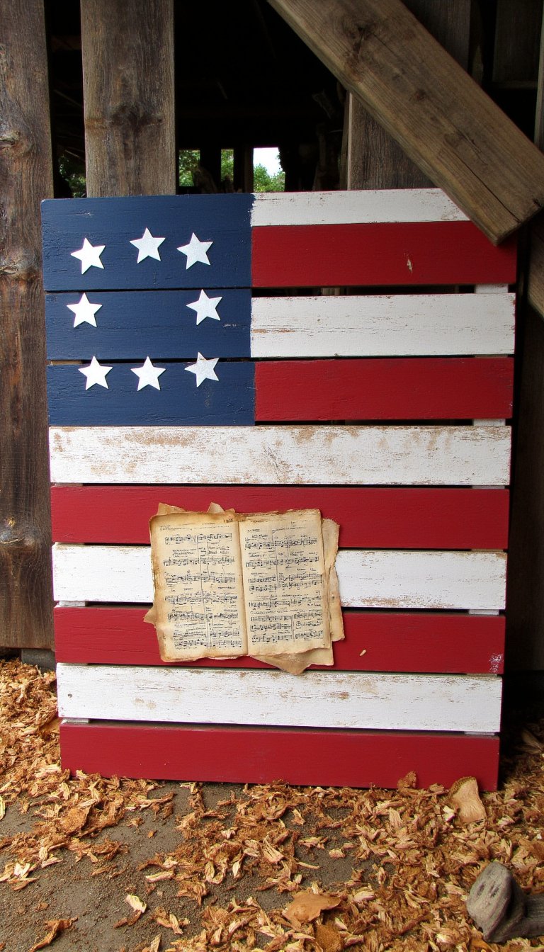 9. Decoupage Patriotic Flag Pallet