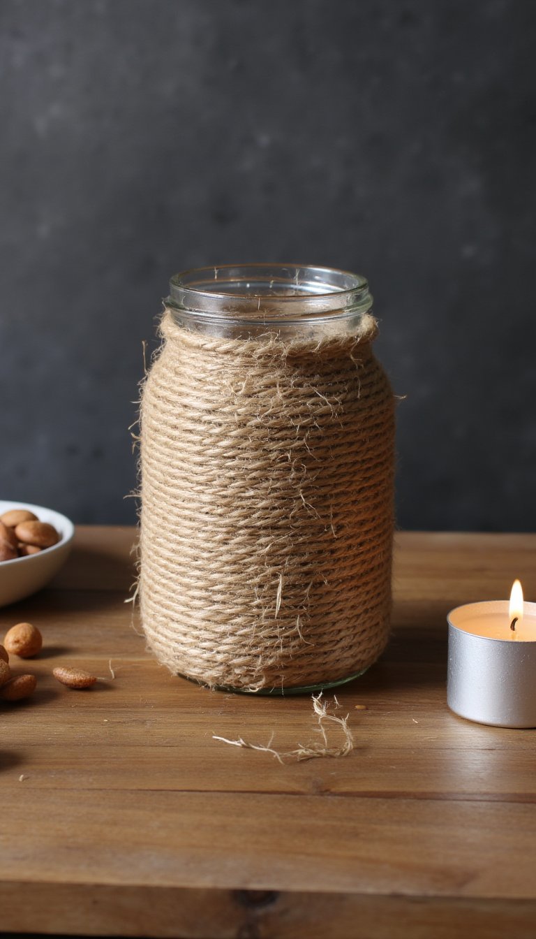 27. Twine-Wrapped Candle Jar