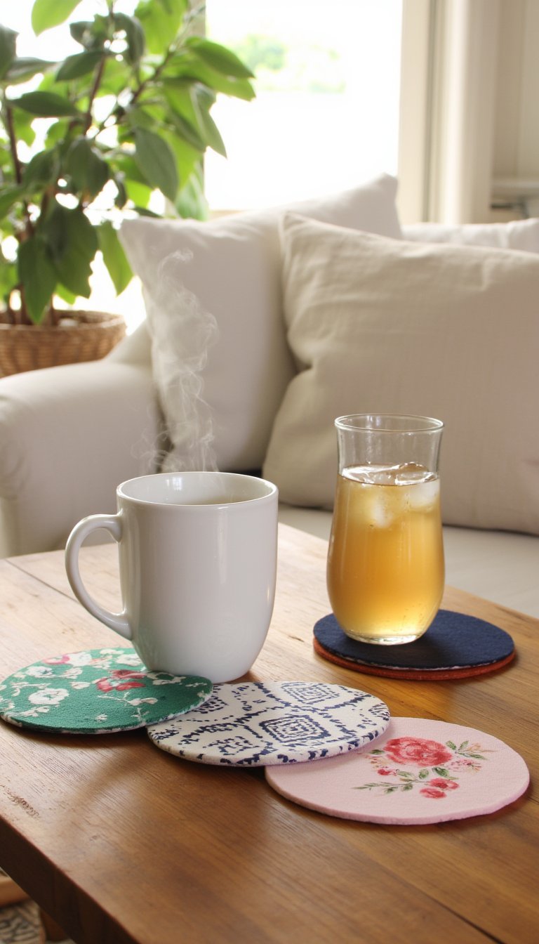 17. No-Sew Fabric Coasters