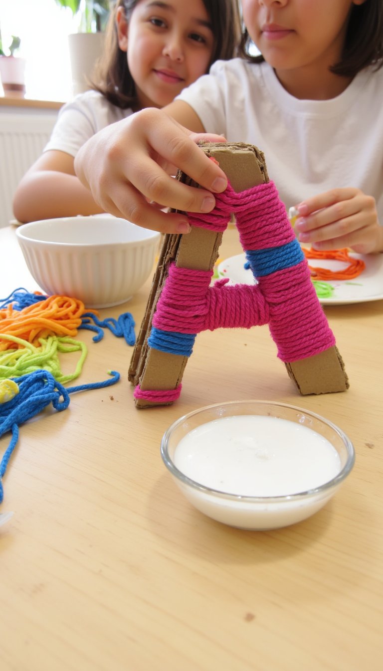 7. Yarn-Wrapped Letters