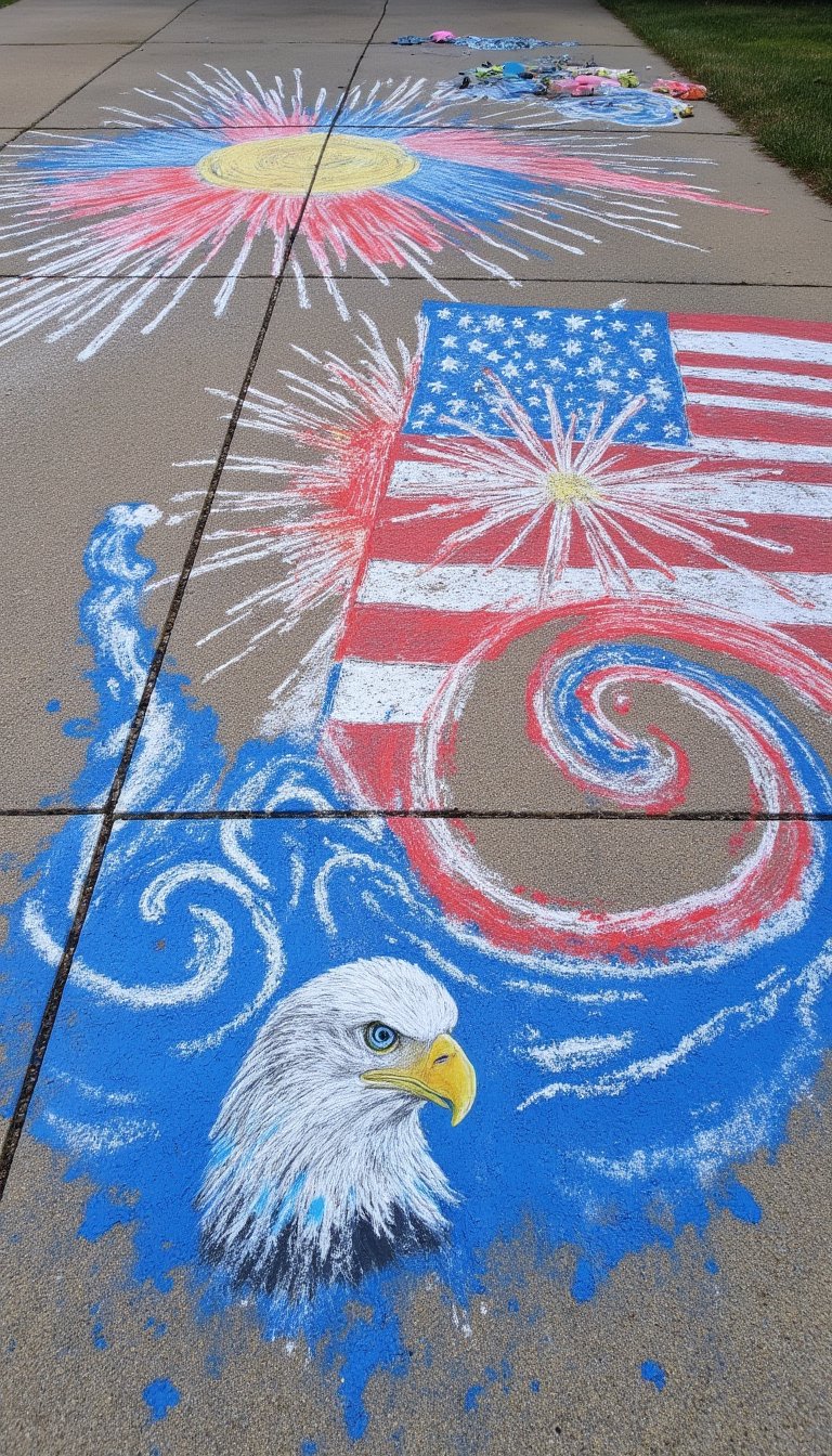 5. Patriotic Sidewalk Chalk Mural