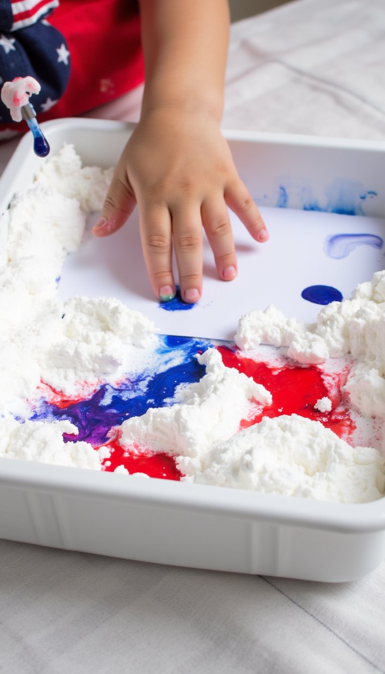 14. Shaving Cream Marbling Flag