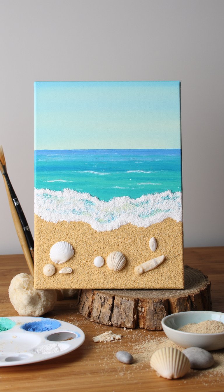 8. Beach Scene Canvas Painting