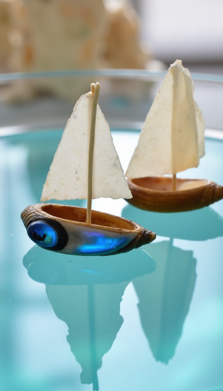 20. Miniature Seashell Sailboats